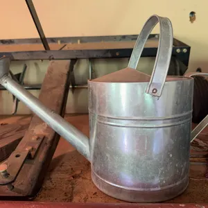 Classic Galvanized Metal Garden Watering Can With Rose