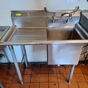 SS Prep Sink with Faucet, 38"x22"x36"