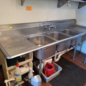 SS 3 Compartment Sink with Faucet, 90"x26"x34"