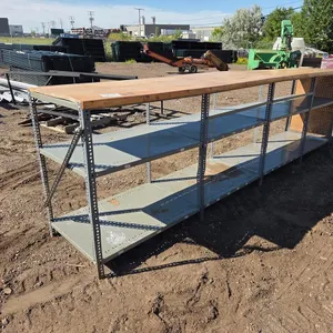 12' Metal Shelving Workbench w/ Wood Top
 UNRESERVED