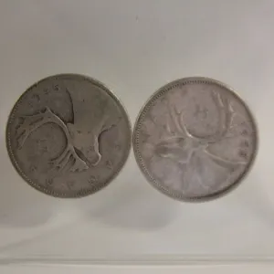 1945 AND 1958  CANADA SILVER QUARTERS