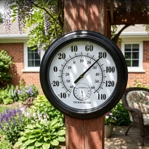 Large Black Indoor Outdoor Thermometer