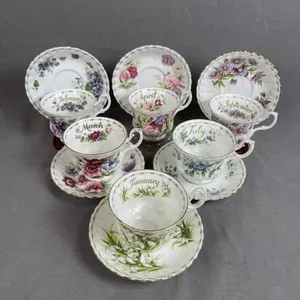 Royal Albert Flower Of The Month Teacups & Saucers