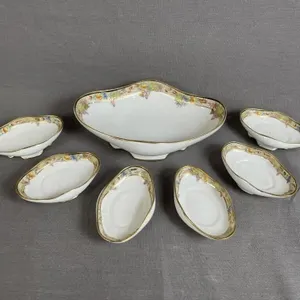Hand Painted Nippon Bowl and 6 Salts