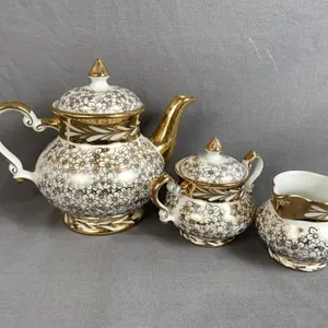 Gibson England Tea Pot, Cream and Sugar Dishes