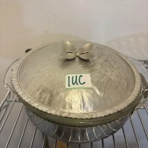 1950s hammered aluminum casserole server