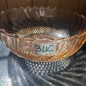 vintage pink glass serving bowl