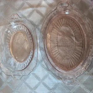 Vintage pink depression platter and serving bowl