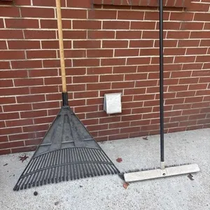 Leaf rake and push broom