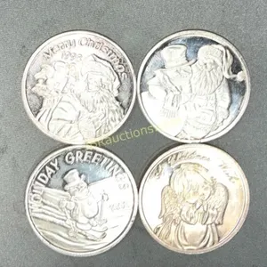 4.35+ TOTAL OZ .999 FINE SILVER CHRISTMAS TOKENS