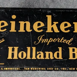 CELLULOID OVER TIN SIGN HEINEKEN'S IMPORTED HOLLAND BEER