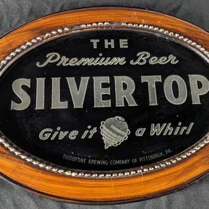 RPOG GLASS SIGN THE PREMIUM BEER SILVER TOP DUQUESNE PITTSBURGH PA