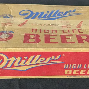 EMPTY CARDBOARD CASE MILLER HIGH LIFE BEER 24 - 12 OZ FLAT TOP CANS