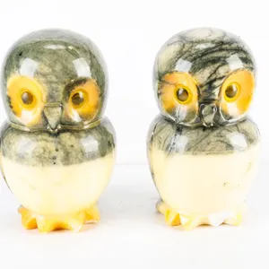 Two Alabaster Stone Owls