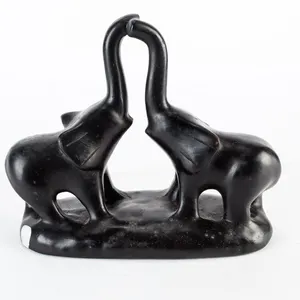 Stone Elephant Pair Sculpture