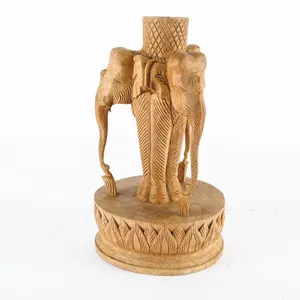 Wood Lovers Must See!  A Vintage Unique Hand-Carved Wooden Elephant Lamp Base!