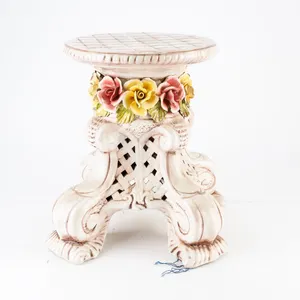 Vintage Capodimonte Italian Ceramic Pedestal Plant Stand