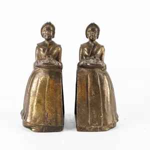 Antique Walter Baker & Co Cast Iron Bookends La Belle Chocolatière
