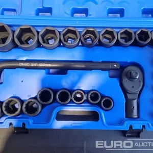 Unused 2026 Boss 3/4" 30pc Heavy Duty Pneumatic Socket Set, 4" Connecting Rod, 8" Connecting Rod, Ratchet Wrench,  20" Sliding Rod, 18" Bending Rod Un