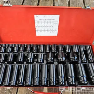 Unused 35Pcs 1/2" Deep & Shallow Impact Socket Set (8mm-32mm) (Metal Box) 