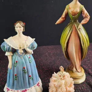 Three Figurine Lot: Coalport, Dresden & G. Armani Porcelain