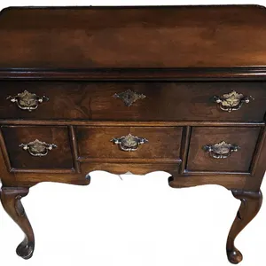 Wooden Side Table with Three Drawers, 32" W x 17" D x 28" H