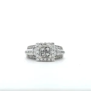 14K White Gold Diamond Cluster Ring