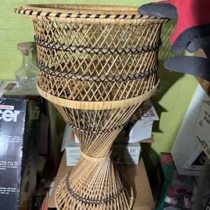 Tall Woven Rattan Plant Stand Basket 23"