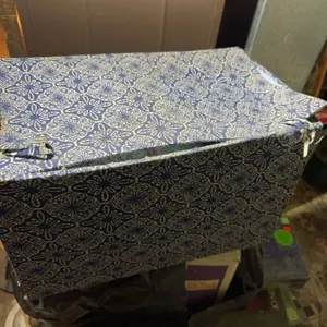 Hand-Painted Chinese Porcelain Vase with Padded Storage Box