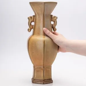 CHINESE MING DYNASTY STYLE HEXAGONAL CERAMIC VASE