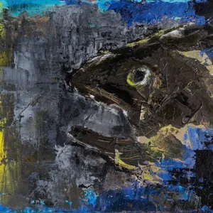 KAYE WONG UNTITLED EXPRESSIONIST FISH PAINTING