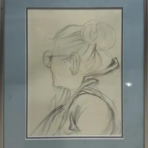 UNSIGNED WOMAN IN GLASSES SKETCH