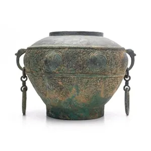 CHINESE ARCHAIC BRONZE JAR WITH LOOSE RINGS