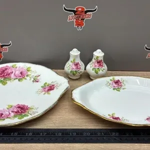 Royal Albert American Beauty Dainty Trays & Salt