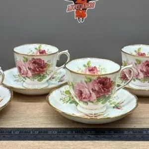 6 Royal Albert American Beauty Cup/Saucer Sets.