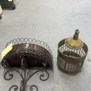 Metal Wall Planter & Decorative Bird Cage