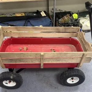 Red Wagon w/Wood Sideboards