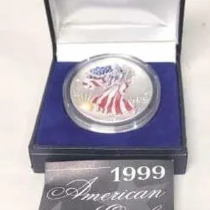 1999 Colored America Eagle Silver Dollar