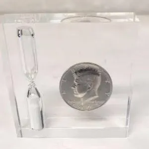 1973 John F. Kennedy Coin Hourglass Acrylic Box