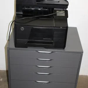 HP LaserJet Printer & Rolling Drawer Cabbinet