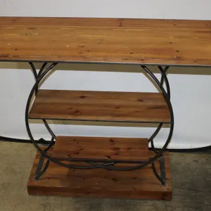 Pine & Wrought Iron Console Table