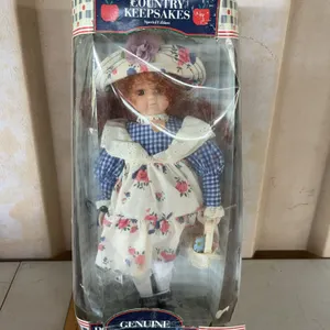 Country Keepsake Genuine Porcelain Doll W/Display Stand, Box Has Some Damage 18" Tall