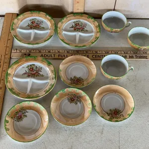 Vintage Japan Miniature Tea Cups, Saucers, & 3 Lunch Plates