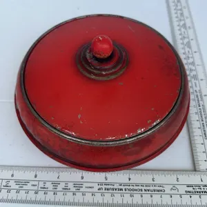Vintage 3-piece red metal sewing box