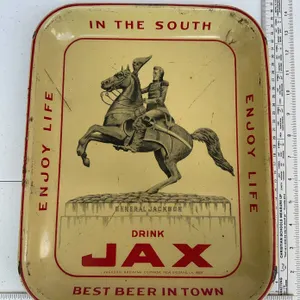 Vintage Jax Beer metal serving tray featuring General Andrew Jackson