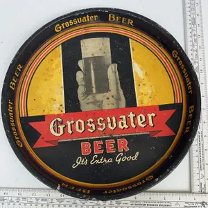 Vintage 14-inch metal serving tray for Grossvater Beer