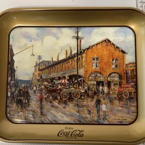 Vintage 1989 Coca-Cola serving tray featuring artwork by Leslie Cope