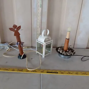 3 Folk Art Electric Candle Lights