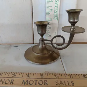 Made In India Brass Dual Candlestick Holder 6''X4.5''