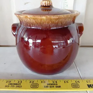 Hull Brown Dipped Bean Pot 7.5''X6.5''X6.5''
